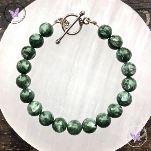 Seraphinite Healing Bracelet With Silver Toggle Clasp